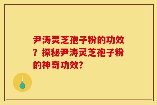 尹涛灵芝孢子粉的功效？探秘尹涛灵芝孢子粉的神奇功效？