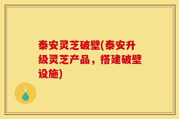 泰安灵芝破壁(泰安升级灵芝产品，搭建破壁设施)