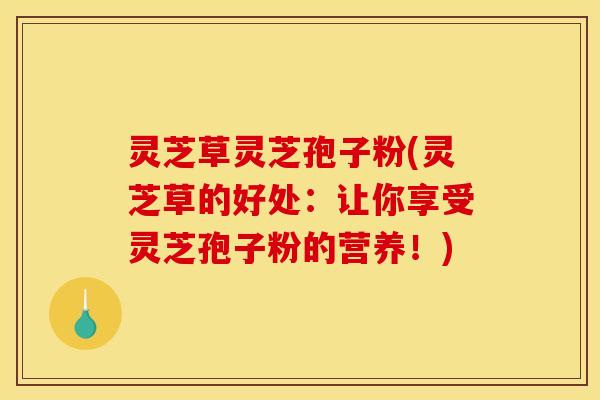 灵芝草灵芝孢子粉(灵芝草的好处：让你享受灵芝孢子粉的营养！)