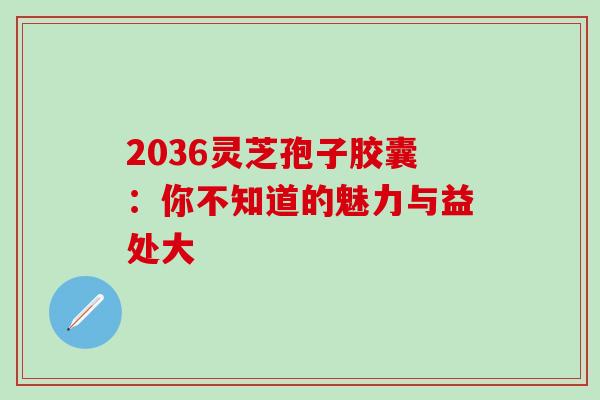 2036灵芝孢子胶囊：你不知道的魅力与益处大
