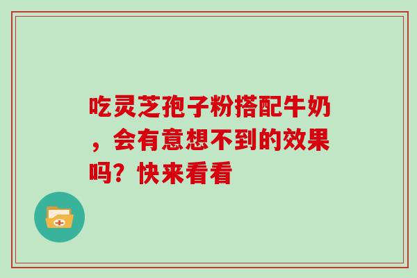 吃灵芝孢子粉搭配牛奶，会有意想不到的效果吗？快来看看