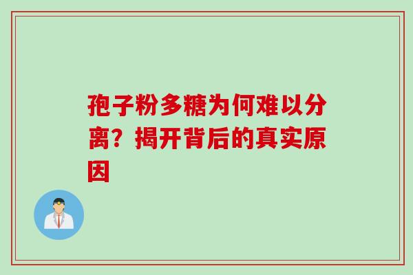 孢子粉多糖为何难以分离？揭开背后的真实原因
