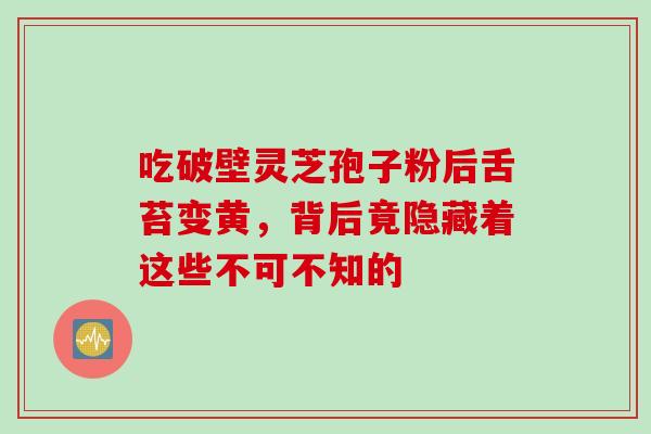 吃破壁灵芝孢子粉后舌苔变黄，背后竟隐藏着这些不可不知的