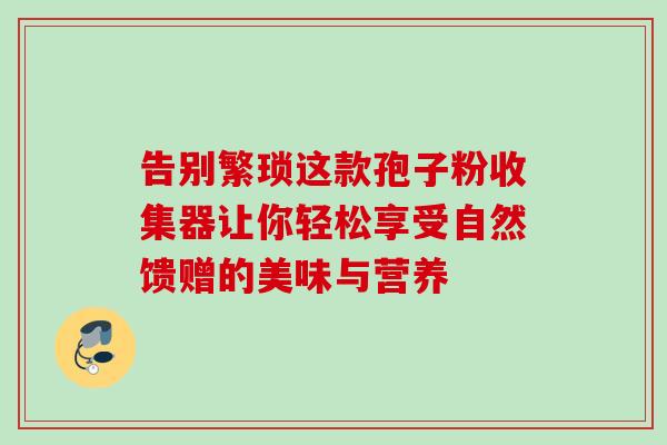 告别繁琐这款孢子粉收集器让你轻松享受自然馈赠的美味与营养