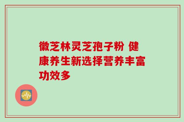 徽芝林灵芝孢子粉 健康养生新选择营养丰富功效多