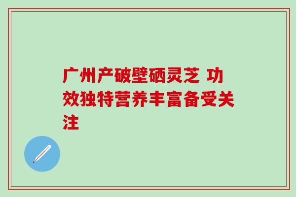 广州产破壁硒灵芝 功效独特营养丰富备受关注