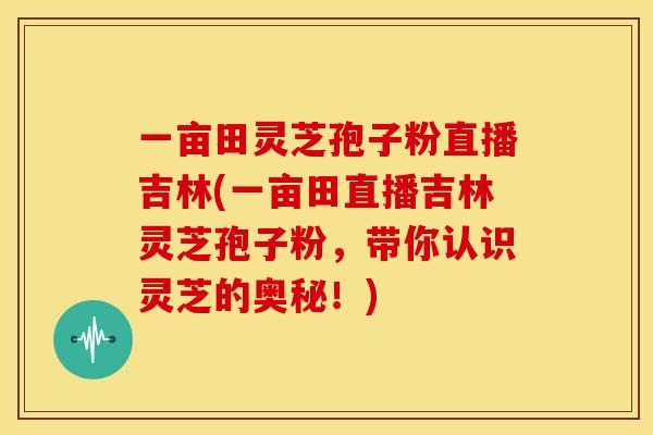 一亩田灵芝孢子粉直播吉林(一亩田直播吉林灵芝孢子粉,带你认识灵芝的奥秘!) 一亩田灵芝孢子粉直播吉林(一亩田直播吉林灵芝孢子粉,带你认识灵芝的奥秘!)