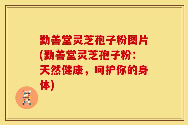 勤善堂灵芝孢子粉图片(勤善堂灵芝孢子粉：天然健康，呵护你的身体)