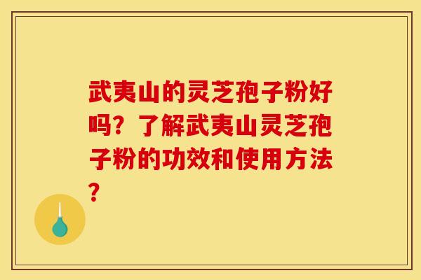 武夷山的灵芝孢子粉好吗？了解武夷山灵芝孢子粉的功效和使用方法？