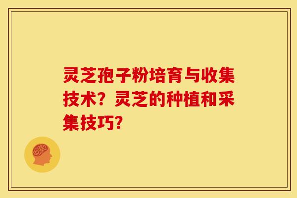 灵芝孢子粉培育与收集技术？灵芝的种植和采集技巧？
