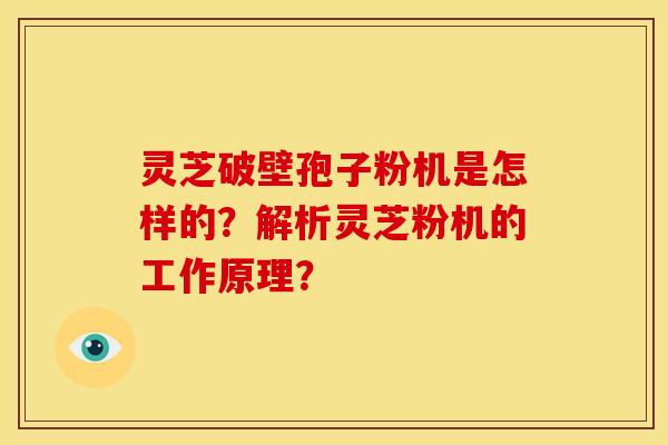 灵芝破壁孢子粉机是怎样的?解析灵芝粉机的工作原理? 灵芝破壁孢子粉机是怎样的?解析灵芝粉机的工作原理?