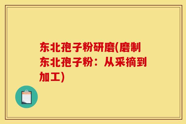 东北孢子粉研磨(磨制东北孢子粉:从采摘到加工) 东北孢子粉研磨(磨制东北孢子粉:从采摘到加工)