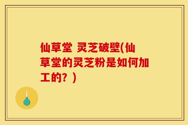 仙草堂 灵芝破壁(仙草堂的灵芝粉是如何加工的?) 仙草堂 灵芝破壁(仙草堂的灵芝粉是如何加工的?)
