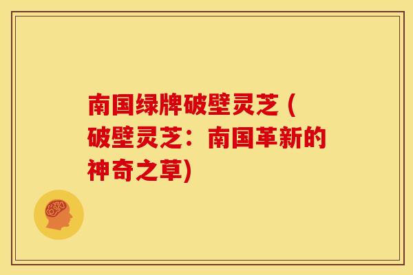 南国绿牌破壁灵芝 (破壁灵芝：南国革新的神奇之草)
