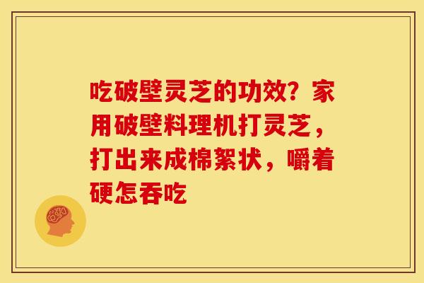 吃破壁灵芝的功效?家用破壁料理机打灵芝,打出来成棉絮状,嚼着硬怎吞吃 吃破壁灵芝的功效?家用破壁料理机打灵芝,打出来成棉絮状,嚼着硬怎吞吃