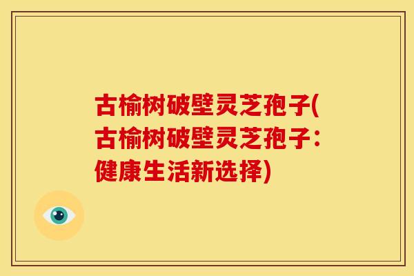 古榆树破壁灵芝孢子(古榆树破壁灵芝孢子:健康生活新选择) 古榆树破壁灵芝孢子(古榆树破壁灵芝孢子:健康生活新选择)