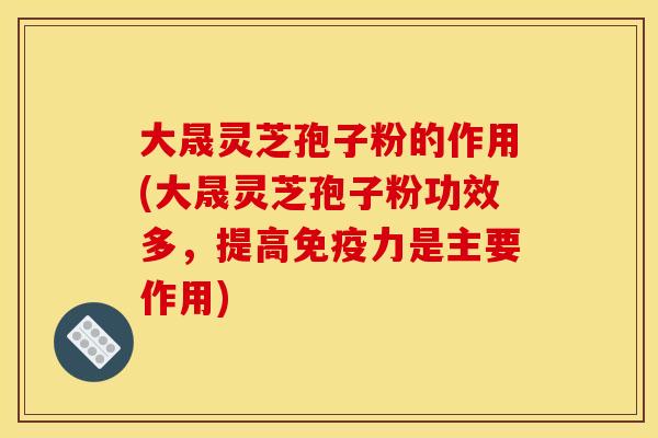 大晟灵芝孢子粉的作用(大晟灵芝孢子粉功效多,提高免疫力是主要作用) 大晟灵芝孢子粉的作用(大晟灵芝孢子粉功效多,提高免疫力是主要作用)