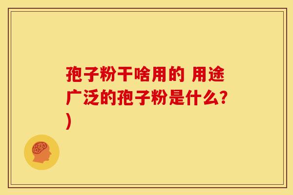 孢子粉干啥用的 用途广泛的孢子粉是什么?) 孢子粉干啥用的 用途广泛的孢子粉是什么?)