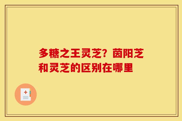 多糖之王灵芝？茵阳芝和灵芝的区别在哪里