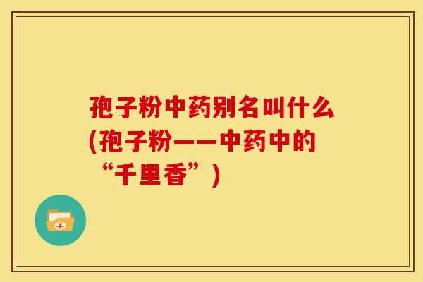 孢子粉别名叫什么(孢子粉——中的“千里香”) 孢子粉别名叫什么(孢子粉——中的“千里香”)
