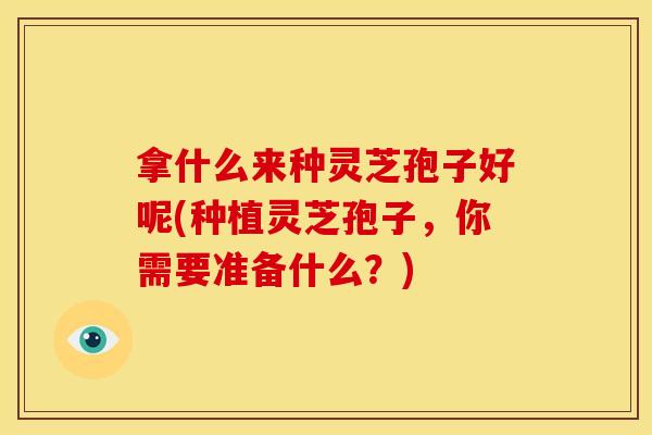 拿什么来种灵芝孢子好呢(种植灵芝孢子,你需要准备什么?) 拿什么来种灵芝孢子好呢(种植灵芝孢子,你需要准备什么?)