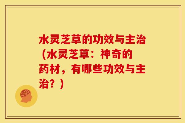 水灵芝草的功效与主 (水灵芝草:神奇的药材,有哪些功效与主?) 水灵芝草的功效与主 (水灵芝草:神奇的药材,有哪些功效与主?)