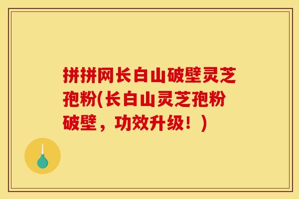 拼拼网长白山破壁灵芝孢粉(长白山灵芝孢粉破壁,功效升级!) 拼拼网长白山破壁灵芝孢粉(长白山灵芝孢粉破壁,功效升级!)