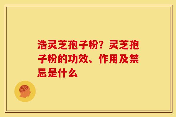 浩灵芝孢子粉？灵芝孢子粉的功效、作用及禁忌是什么