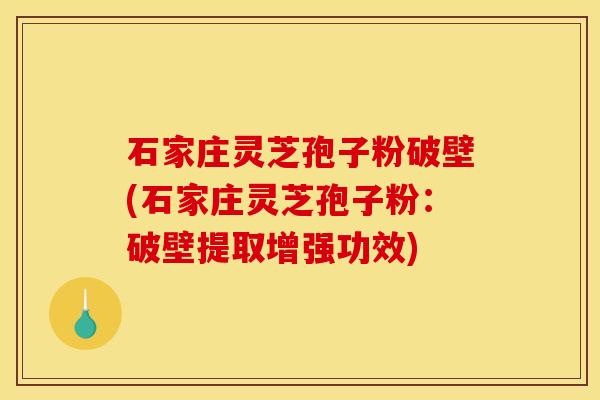 石家庄灵芝孢子粉破壁(石家庄灵芝孢子粉：破壁提取增强功效)