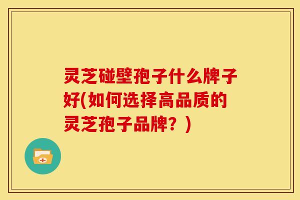 灵芝碰壁孢子什么牌子好(如何选择高品质的灵芝孢子品牌？)