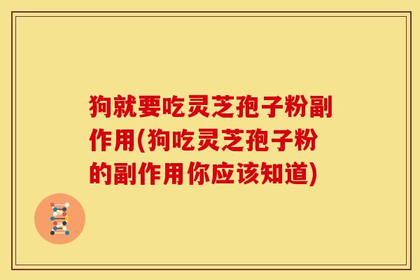 狗就要吃灵芝孢子粉副作用(狗吃灵芝孢子粉的副作用你应该知道) 狗就要吃灵芝孢子粉副作用(狗吃灵芝孢子粉的副作用你应该知道)