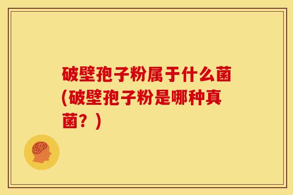 破壁孢子粉属于什么菌(破壁孢子粉是哪种真菌?) 破壁孢子粉属于什么菌(破壁孢子粉是哪种真菌?)