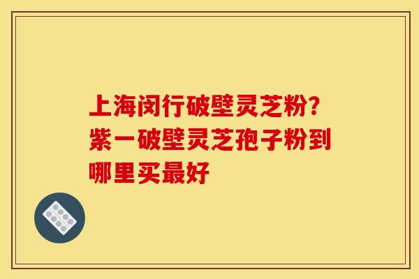 上海闵行破壁灵芝粉？紫一破壁灵芝孢子粉到哪里买好