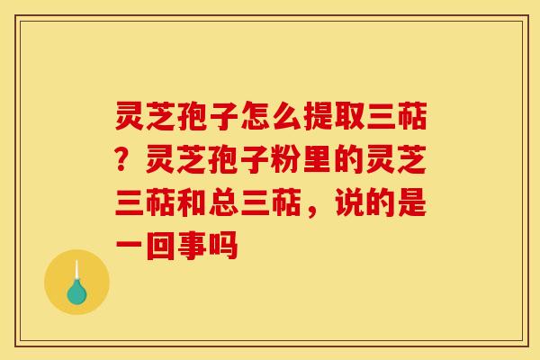 灵芝孢子怎么提取三萜?灵芝孢子粉里的灵芝三萜和总三萜,说的是一回事吗 灵芝孢子怎么提取三萜?灵芝孢子粉里的灵芝三萜和总三萜,说的是一回事吗