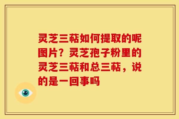 灵芝三萜如何提取的呢图片？灵芝孢子粉里的灵芝三萜和总三萜，说的是一回事吗