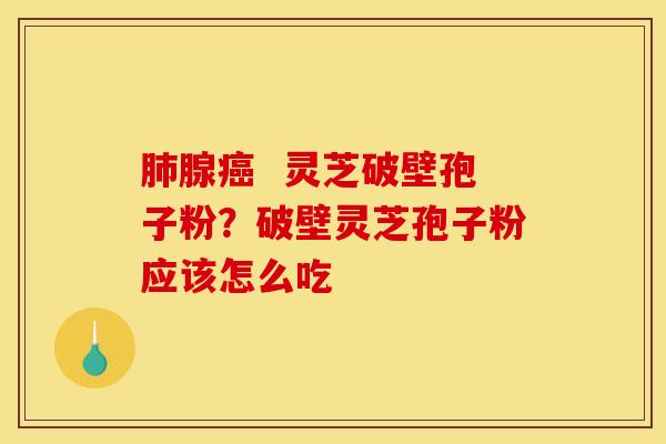 腺 灵芝破壁孢子粉?破壁灵芝孢子粉应该怎么吃 腺 灵芝破壁孢子粉?破壁灵芝孢子粉应该怎么吃