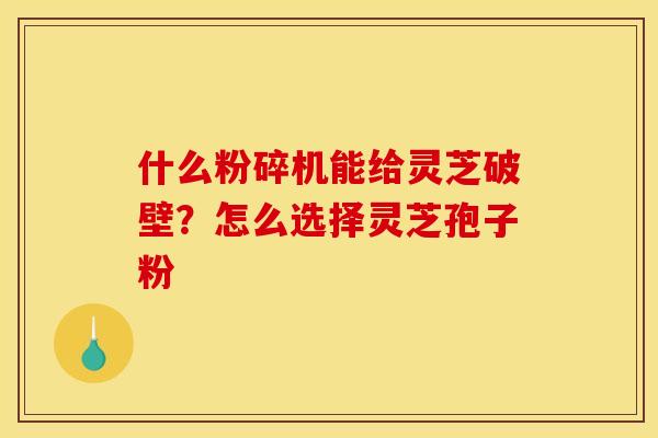 什么粉碎机能给灵芝破壁?怎么选择灵芝孢子粉 什么粉碎机能给灵芝破壁?怎么选择灵芝孢子粉