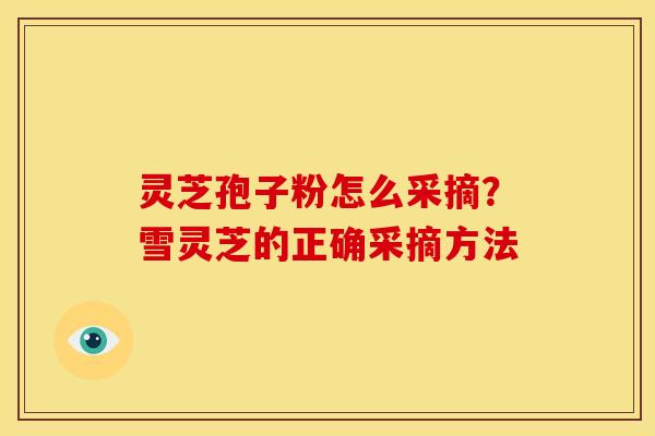 灵芝孢子粉怎么采摘?雪灵芝的正确采摘方法 灵芝孢子粉怎么采摘?雪灵芝的正确采摘方法