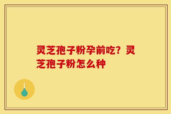 灵芝孢子粉孕前吃?灵芝孢子粉怎么种 灵芝孢子粉孕前吃?灵芝孢子粉怎么种