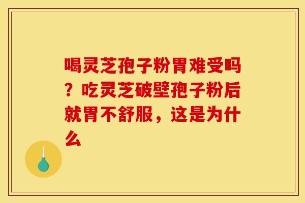 喝灵芝孢子粉胃难受吗?吃灵芝破壁孢子粉后就胃不舒服,这是为什么 喝灵芝孢子粉胃难受吗?吃灵芝破壁孢子粉后就胃不舒服,这是为什么