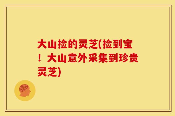 大山捡的灵芝(捡到宝!大山意外采集到珍贵灵芝) 大山捡的灵芝(捡到宝!大山意外采集到珍贵灵芝)
