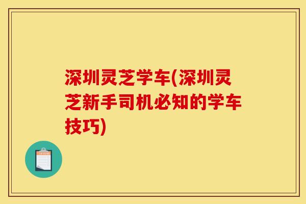 深圳灵芝学车(深圳灵芝新手司机必知的学车技巧)