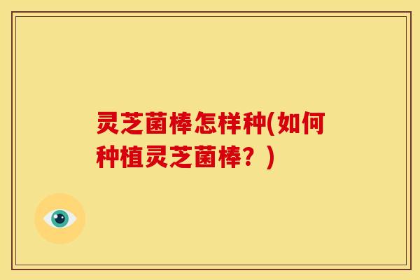 灵芝菌棒怎样种(如何种植灵芝菌棒?) 灵芝菌棒怎样种(如何种植灵芝菌棒?)