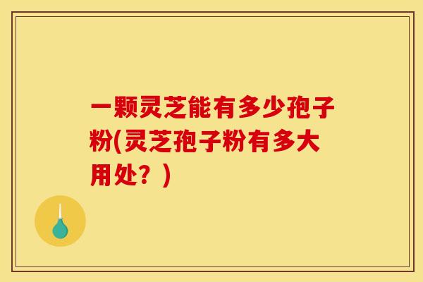一颗灵芝能有多少孢子粉(灵芝孢子粉有多大用处?) 一颗灵芝能有多少孢子粉(灵芝孢子粉有多大用处?)