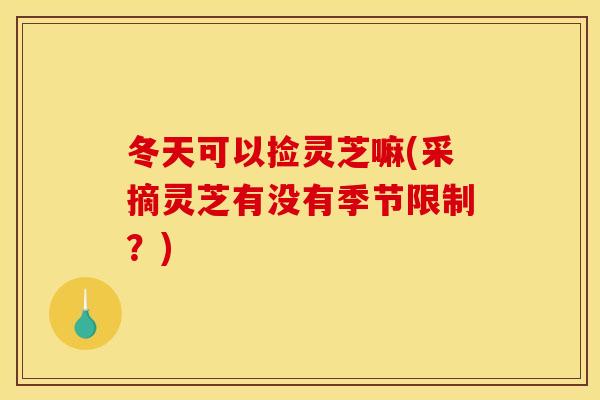 冬天可以捡灵芝嘛(采摘灵芝有没有季节限制?) 冬天可以捡灵芝嘛(采摘灵芝有没有季节限制?)