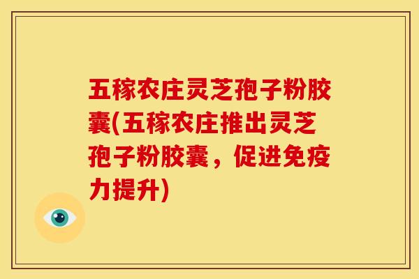 五稼农庄灵芝孢子粉胶囊(五稼农庄推出灵芝孢子粉胶囊,促进免疫力提升) 五稼农庄灵芝孢子粉胶囊(五稼农庄推出灵芝孢子粉胶囊,促进免疫力提升)
