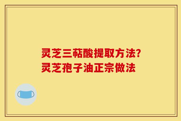 灵芝三萜酸提取方法?灵芝孢子油正宗做法 灵芝三萜酸提取方法?灵芝孢子油正宗做法