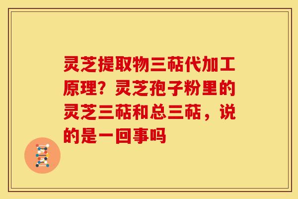 灵芝提取物三萜代加工原理?灵芝孢子粉里的灵芝三萜和总三萜,说的是一回事吗 灵芝提取物三萜代加工原理?灵芝孢子粉里的灵芝三萜和总三萜,说的是一回事吗