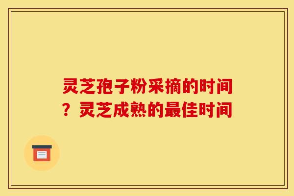 灵芝孢子粉采摘的时间？灵芝成熟的佳时间