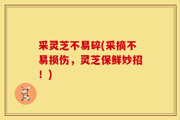 采灵芝不易碎(采摘不易损伤,灵芝保鲜妙招!) 采灵芝不易碎(采摘不易损伤,灵芝保鲜妙招!)